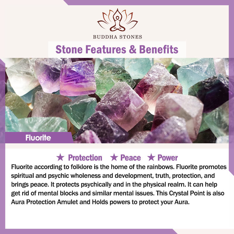 Wear FengShui Natural Colorful Fluorite Nine Tailed Fox Protection Necklace Pendant