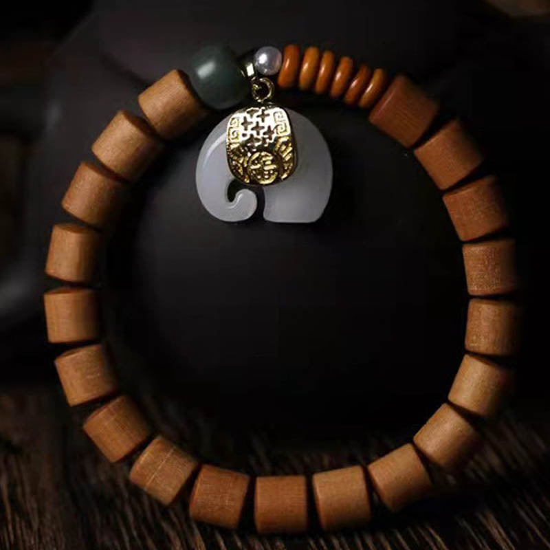 Wear FengShui Sandalwood Jade Elephant Protection Bracelet