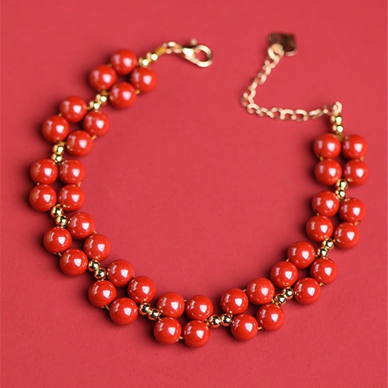 Wear FengShui Natural Cinnabar Beaded Blessing Bracelet