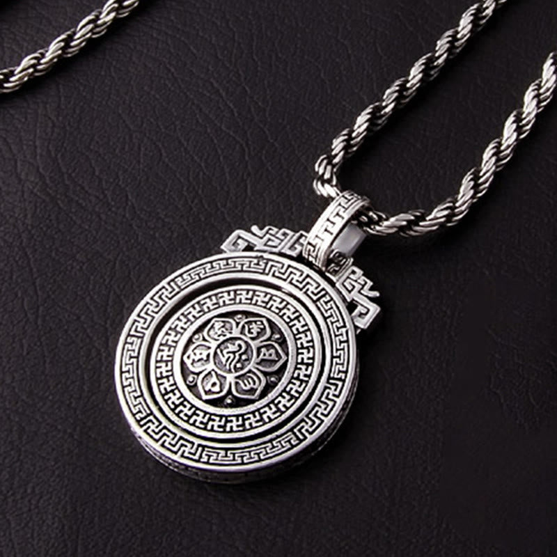 Wear FengShui Tibetan Om Mani Padme Hum Double Dorje Vajra Rotatable Purity Peace Necklace Pendant