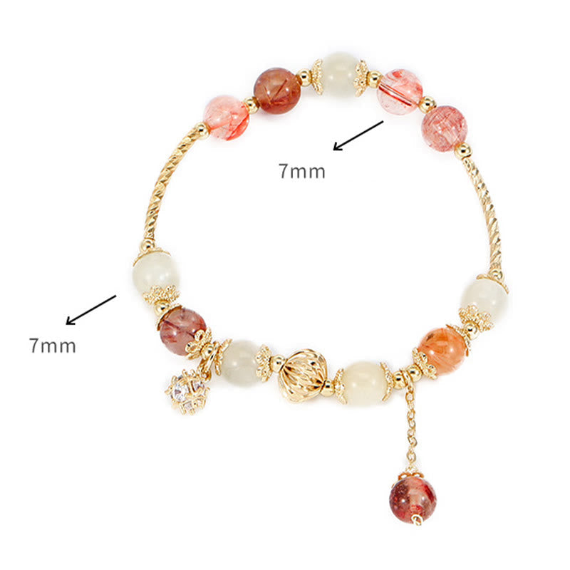 Wear FengShui Colorful Rutilated Quartz Cat Eye Zircon Auspiciousness Bead Bracelet