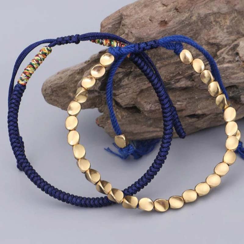 Wear FengShui 3 PCS Tibetan Copper Beads Healing Protection Luck Bracelet Set