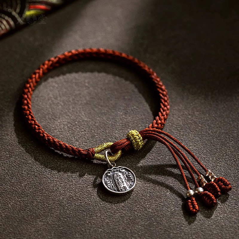 Wear FengShui Handmade 925 Sterling Silver Five Directions Gods of Wealth Luck Protection String Braid Bracelet