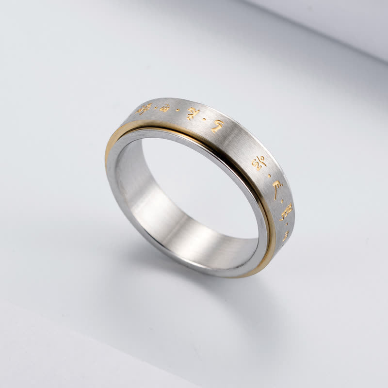 Wear FengShui Mantra Titanium Steel Balance Rotatable Ring
