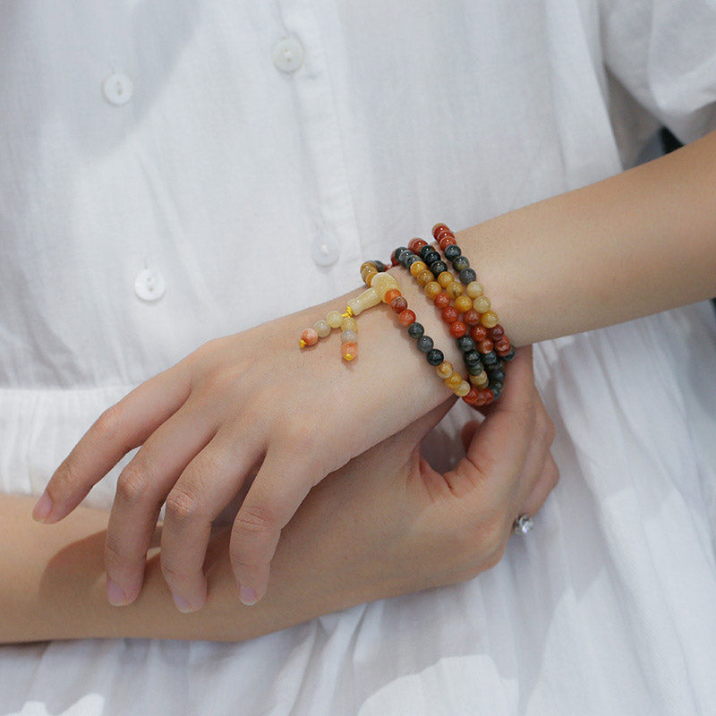 Wear FengShui 108 Beads Natural Red Agate Mala Protection Bracelet