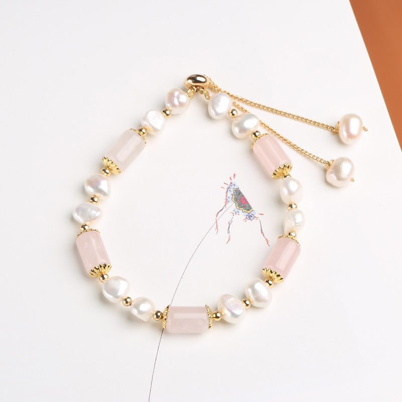 Wear FengShui Green Aventurine Pearl Pink Crystal Bead Luck Bracelet