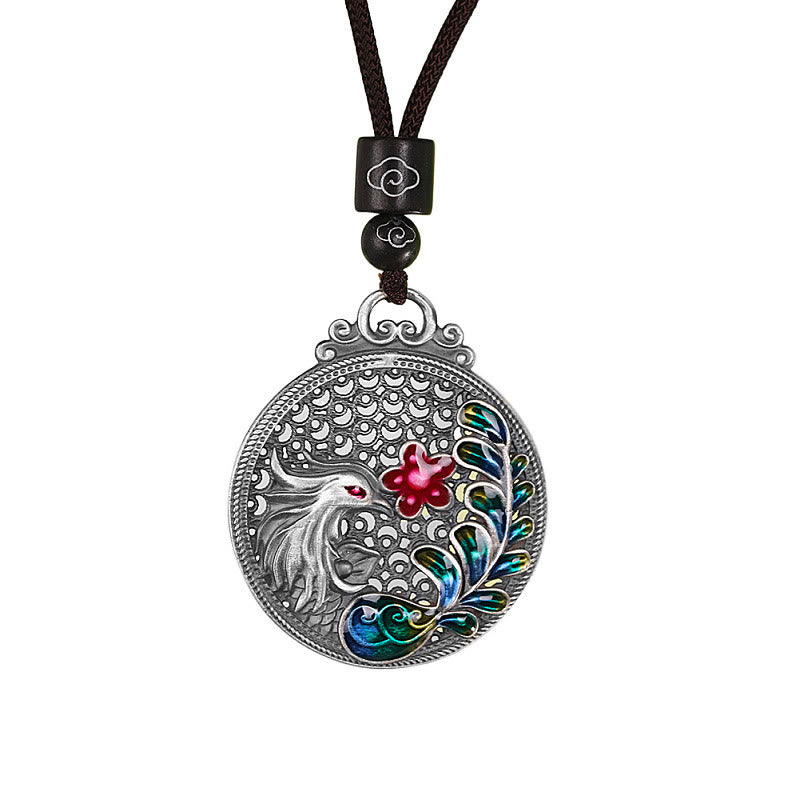 Wear FengShui 990 Sterling Silver Phoenix Luck Protection Necklace Pendant