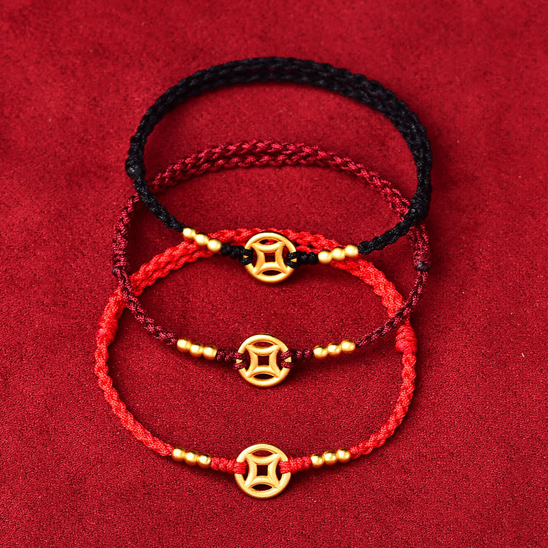 Wear FengShui Copper Coin Strength Braided String Bracelet Anklet