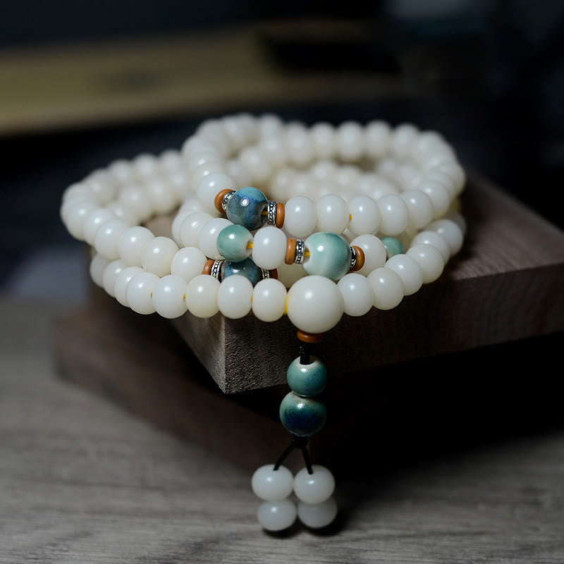 Wear FengShui 108 Mala Beads Bodhi Seed Keep Away Evil Spirits Calm Bracelet