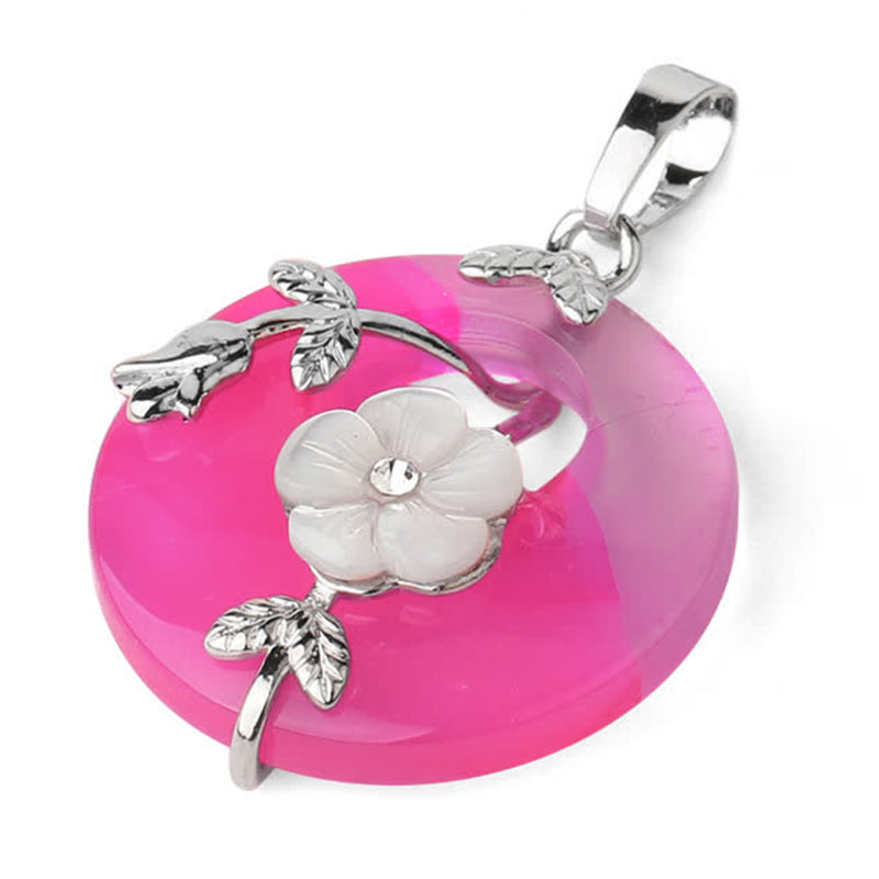 Wear FengShui Various Crystal Amethyst Green Aventurine Flower Healing Necklace Pendant