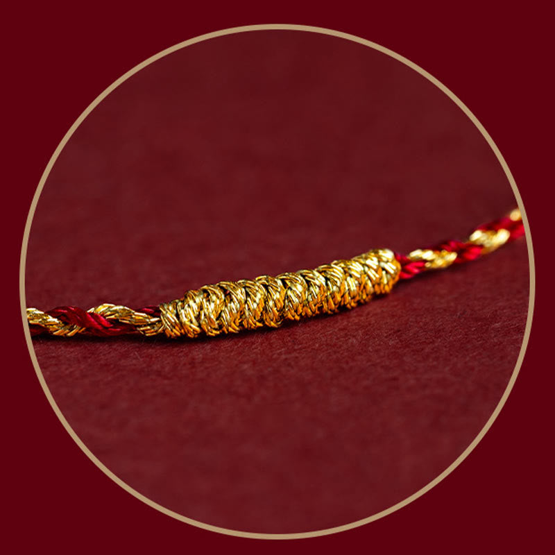 Wear FengShui 14K Gold Plated Handmade Red Gold Rope King Kong Knot Braided Luck Bracelet
