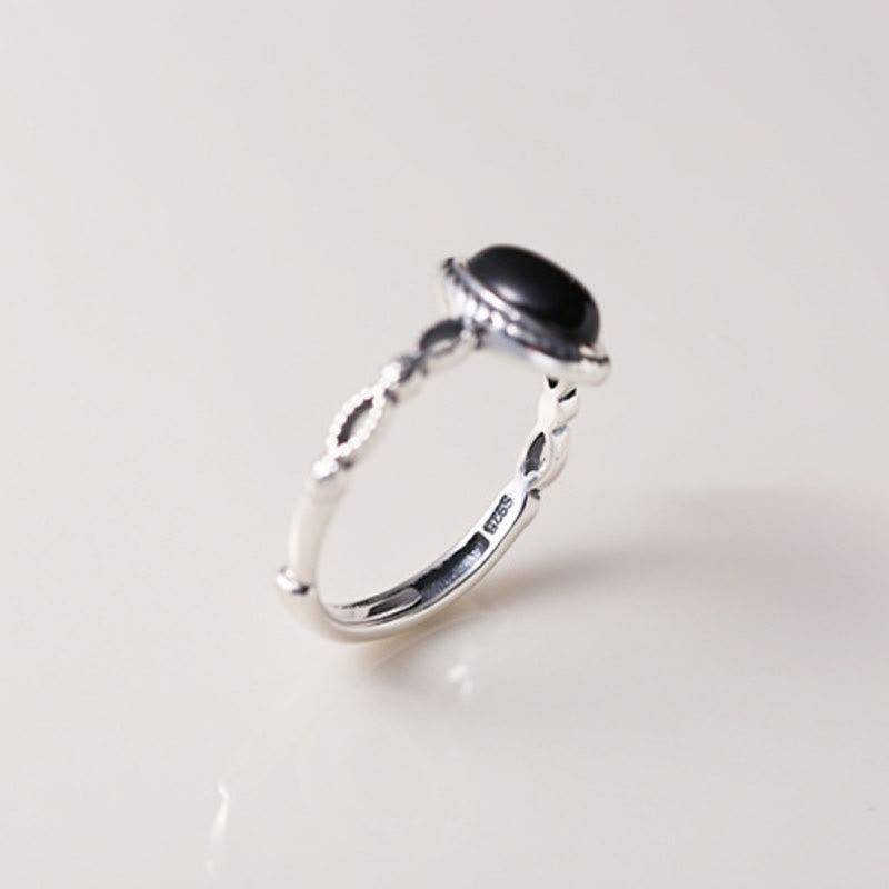 Wear FengShui 925 Sterling Silver Black Onyx Fortune Ring