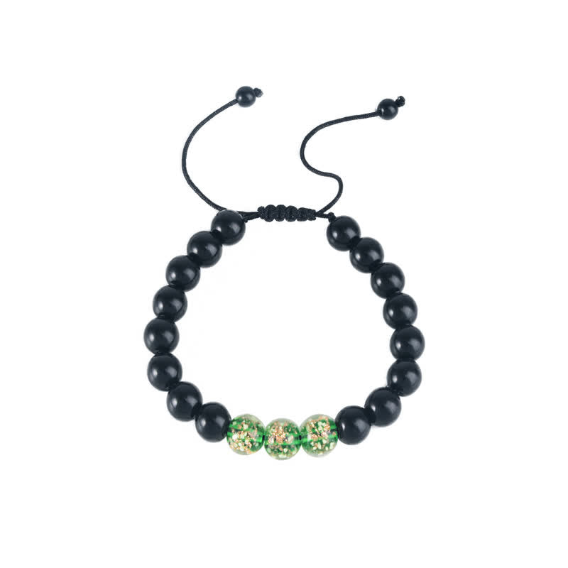 Wear FengShui Black Obsidian Luminous Glowstone Strength Bracelet