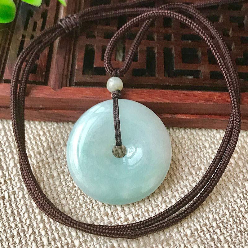 Wear FengShui Round Jade String Luck Necklace Pendant
