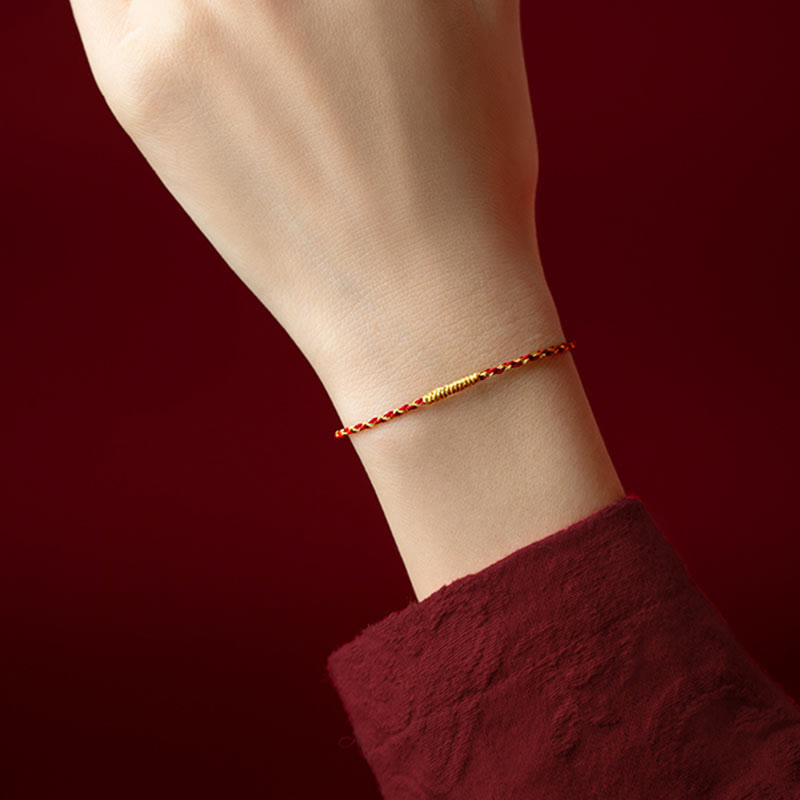 Wear FengShui 14K Gold Plated Handmade Red Gold Rope King Kong Knot Braided Luck Bracelet