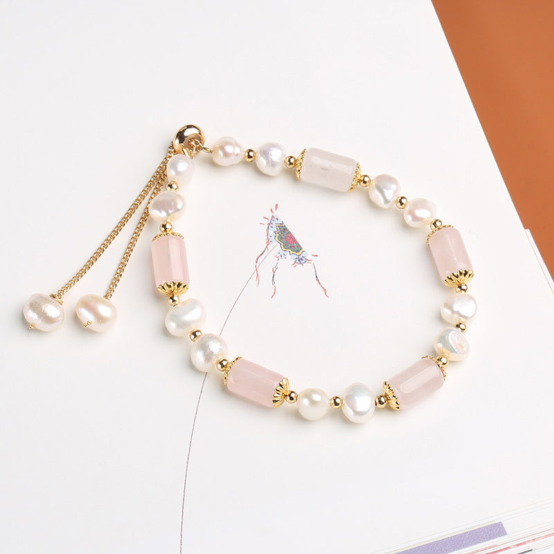 Wear FengShui Green Aventurine Pearl Pink Crystal Bead Luck Bracelet
