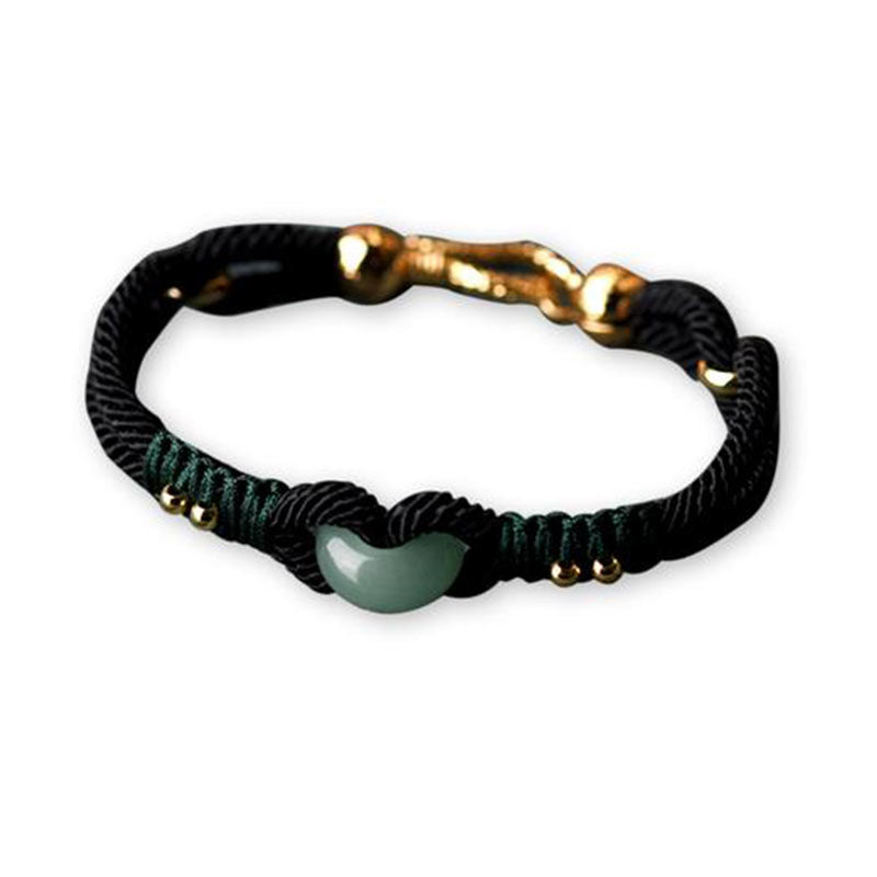 Wear FengShui Tibetan Jade Lucky Black Rope Couple Bracelet