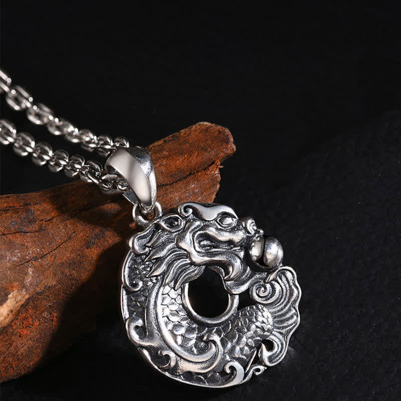 Wear FengShui Koi Fish Dragon Peace Buckle Wealth Necklace Pendant