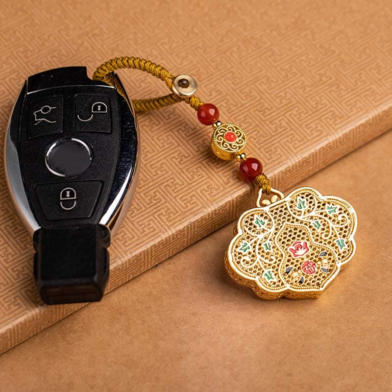 Wear FengShui Lock of Good Wishes Fu Character Luck Blessing Key Chain
