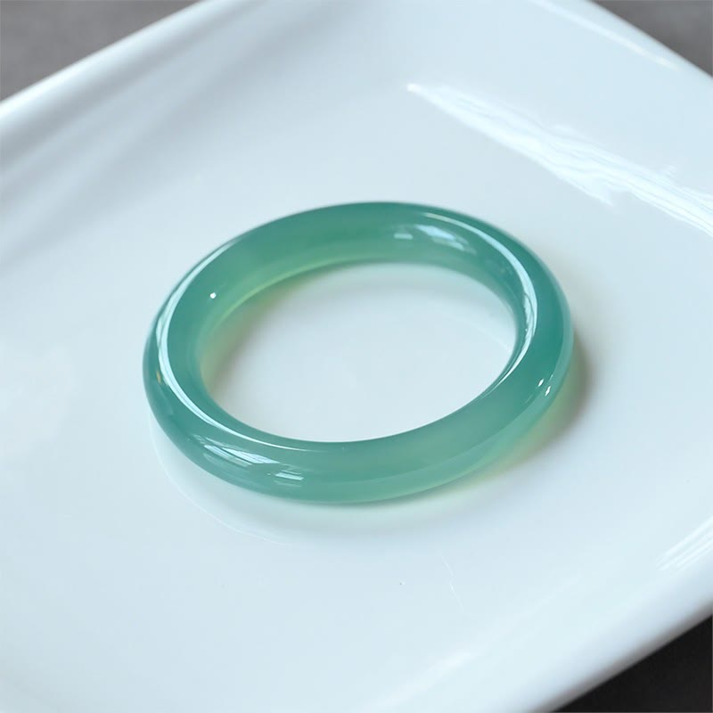 Wear FengShui Natural Green Chalcedony Strength Bangle Bracelet