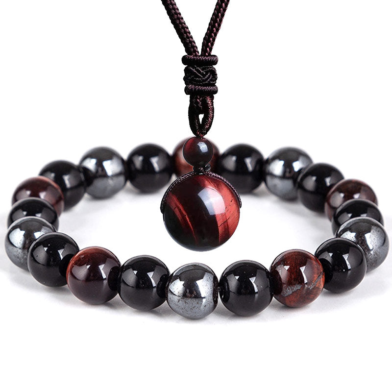 Wear FengShui Tibetan Tiger's Eye Bracelet Necklace Set