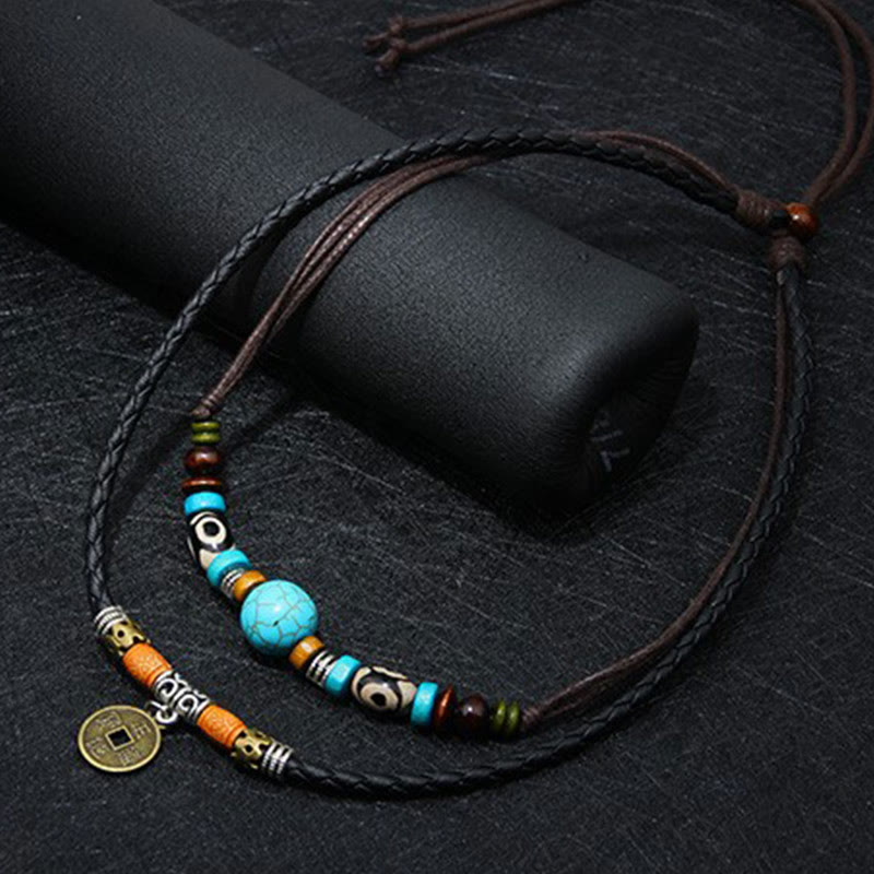 Wear FengShui Turquoise Dzi Bead Protection Necklace