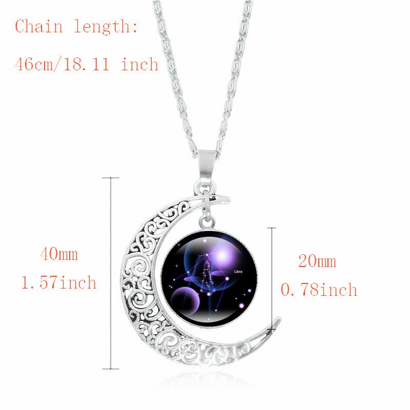 Wear FengShui 12 Constellations of the Zodiac Moon Protection Necklace Chain Pendant