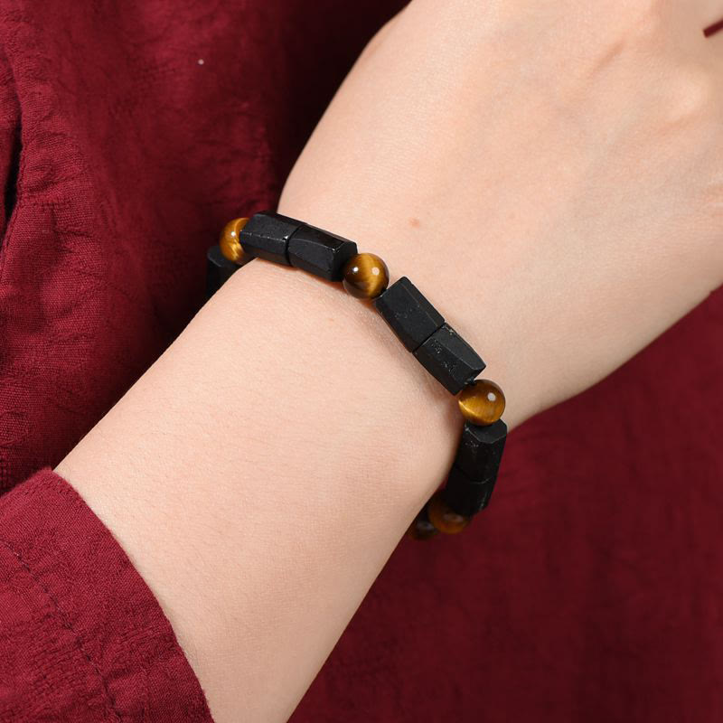 Wear FengShui Natural Black Tourmaline Tiger Eye Positive Bracelet