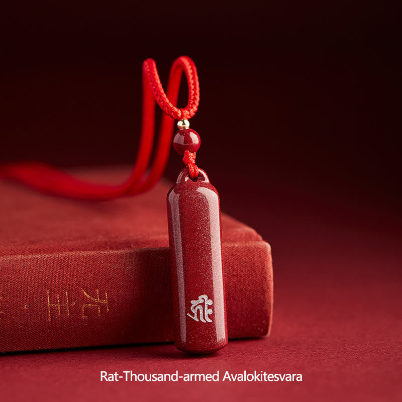 Wear FengShui Chinese Zodiac Natal Buddha Cinnabar Amulet Protection String Necklace Pendant
