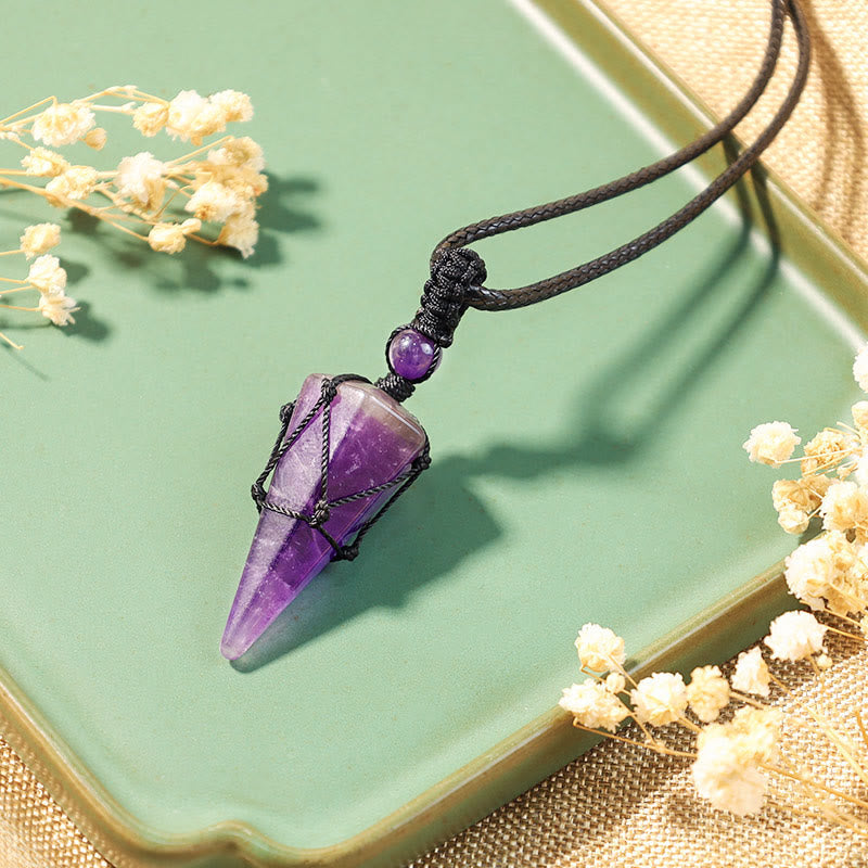 Wear FengShui Natural Stone Pointed Pendant Necklace