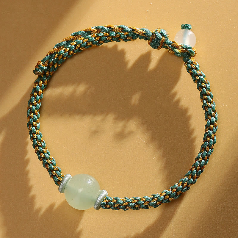 Wear FengShui Handmade Red Agate Amethyst Golden Rutilated Quartz Pink Crystal Bead Calm Braided Bracelet