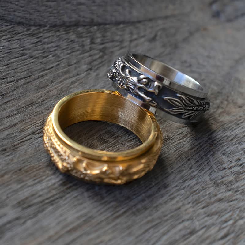 Wear FengShui Dragon Titanium Steel Stimulation Rotatable Ring