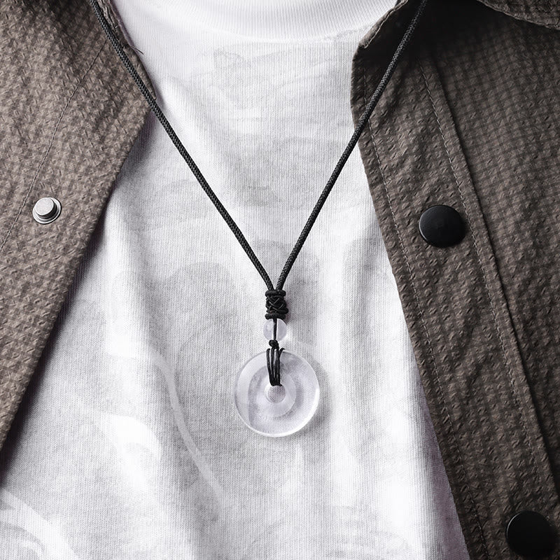 Wear FengShui Lucky Coin Pendant Healing Crystal Gemstone Necklace