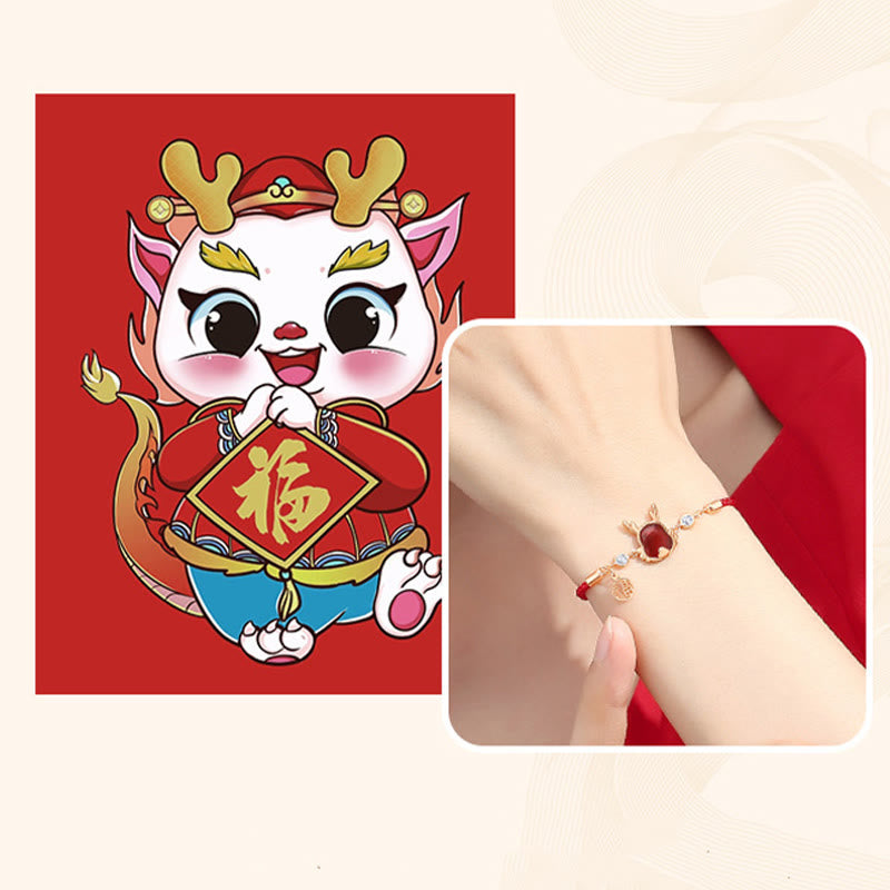 ❗❗❗A Flash Sale- Wear FengShui 925 Sterling Silver Year of the Dragon Natural Red Agate Dragon Attract Fortune Fu Character Strength Bracelet Necklace Pendant Earrings