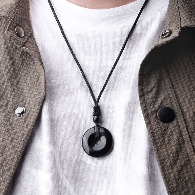 Wear FengShui Lucky Coin Pendant Healing Crystal Gemstone Necklace