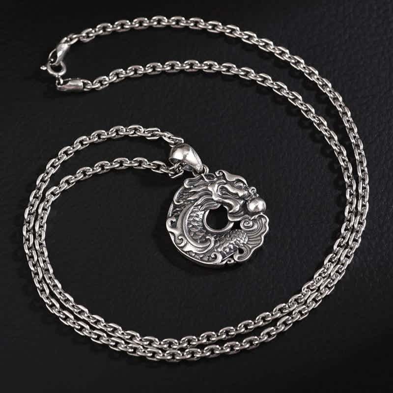 Wear FengShui Koi Fish Dragon Peace Buckle Wealth Necklace Pendant