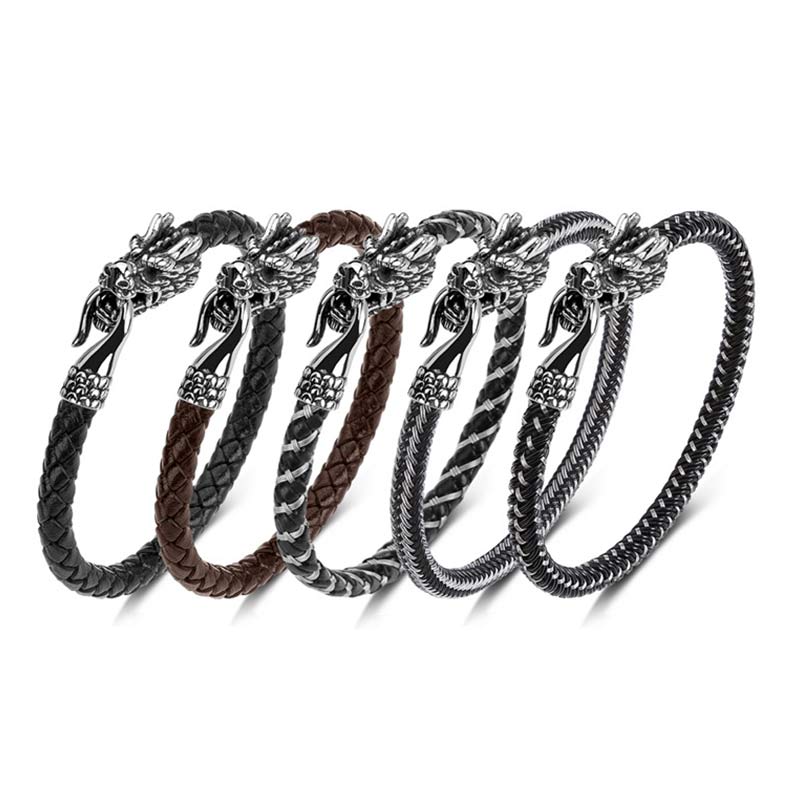 Wear FengShui Dragon Titanium Steel Protection Luck Bracelet