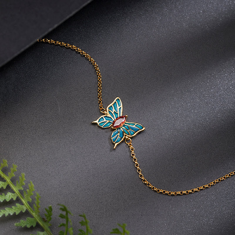 Wear FengShui 925 Sterling Silver Butterfly Zircon Love Chain Bracelet