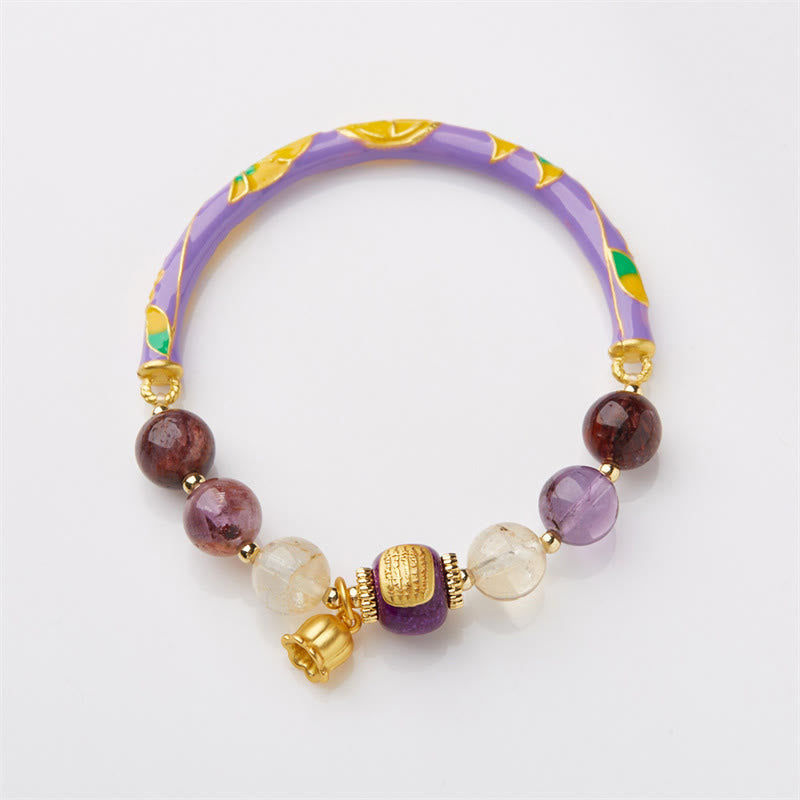 Wear FengShui Purple Phantom Purple Jade Scripture Citrine Love Wisdom Bracelet Bangle