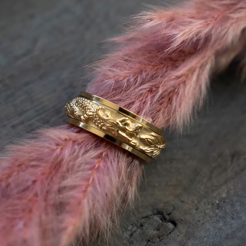 Wear FengShui Dragon Titanium Steel Stimulation Rotatable Ring