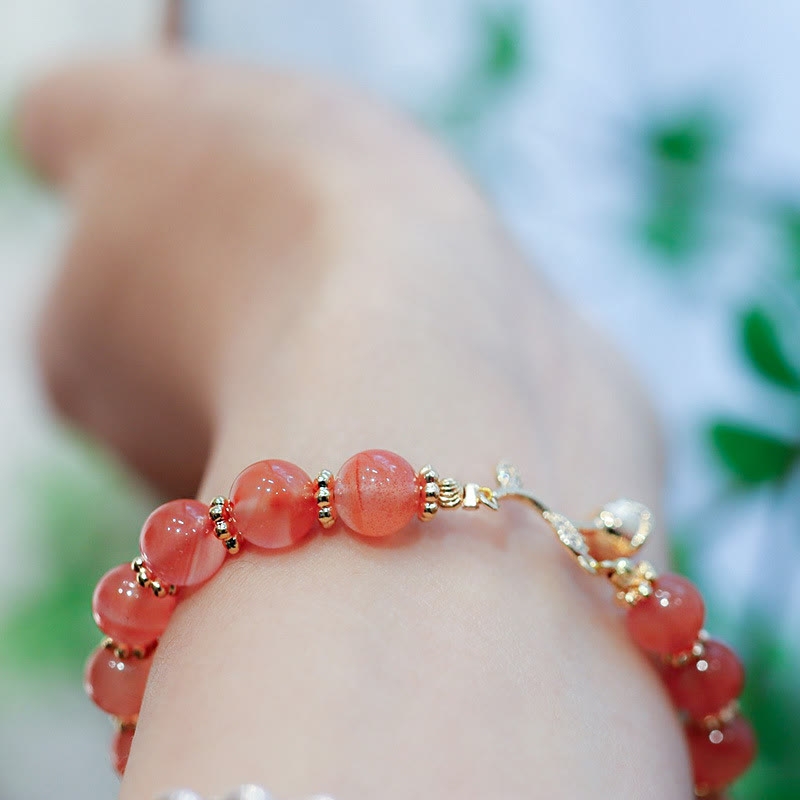 Wear FengShui Natural Red Agate Rose Confidence Calm Chain Bracelet