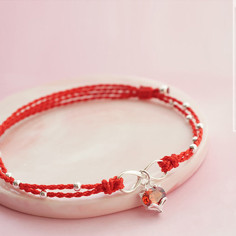 Wear FengShui Love Heart Infinity Symbol Braided String Anklet