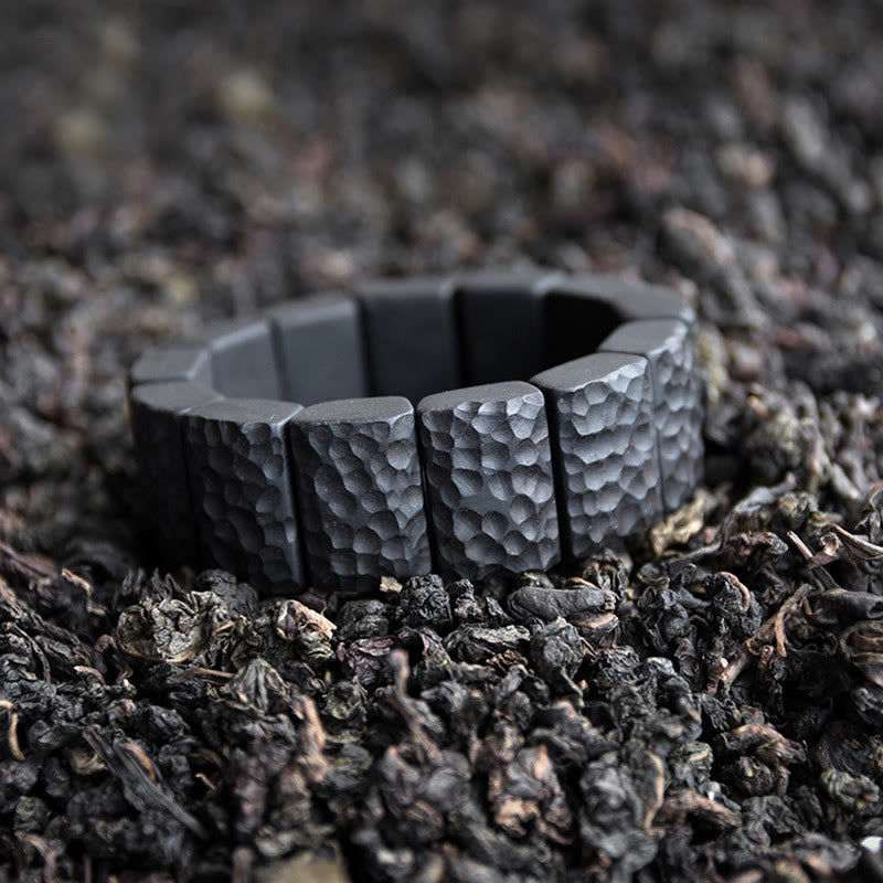 Wear FengShui Vintage Ebony Wood Texture Peace Couple Bracelet