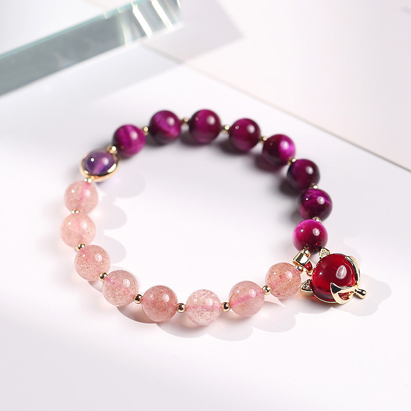 Wear FengShui Natural Strawberry Quartz Pixiu Love Bracelet