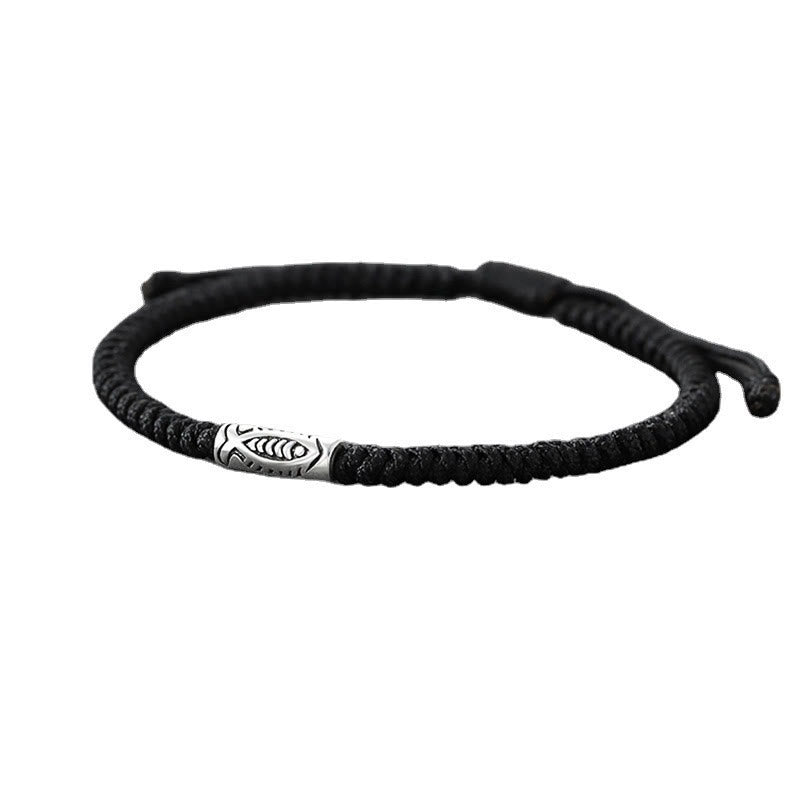 Wear FengShui Tibet Koi Fish Wealth Black String Bracelet