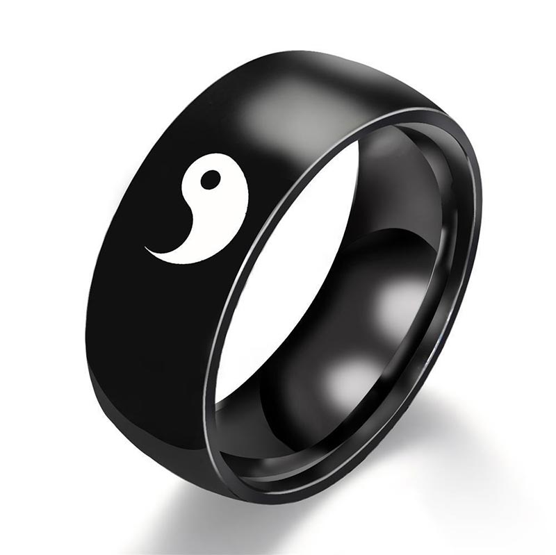 Wear FengShui Yin Yang Balance Titanium Steel Couple Ring