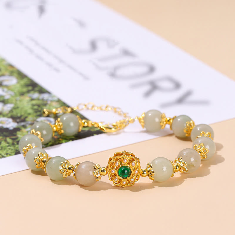Wear FengShui Natural Jade Prosperity Bead Chain Bracelet