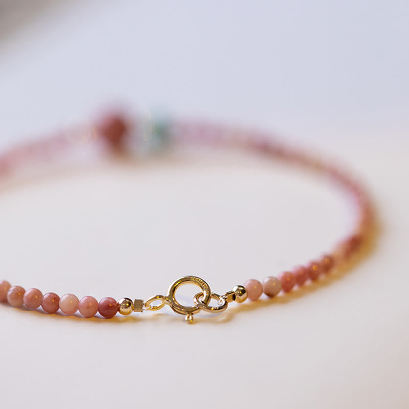 Wear FengShui 14K Gold Plated Natural Rhodonite Loving Energy Chain Bracelet