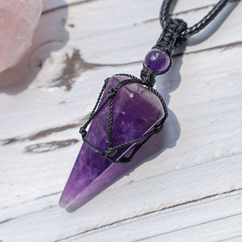 Wear FengShui Natural Stone Pointed Pendant Necklace