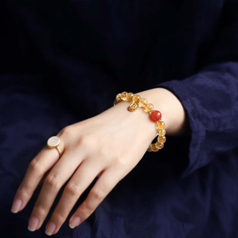 Wear FengShui Citrine Red Agate Fortune Charm Bracelet